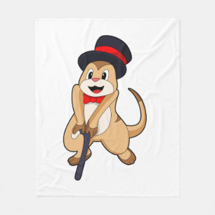 Meerkat som Pensionär med Walking stick Fleecefilt