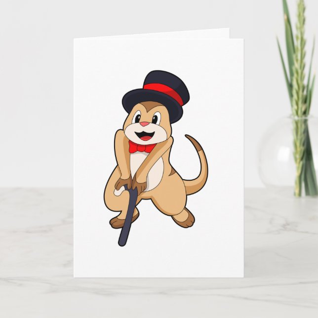 Meerkat som Pensionär med Walking stick Kort (Framsida)