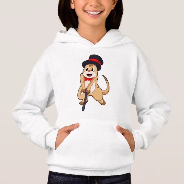 Meerkat som Pensionär med Walking stick T Shirt (Framsida)
