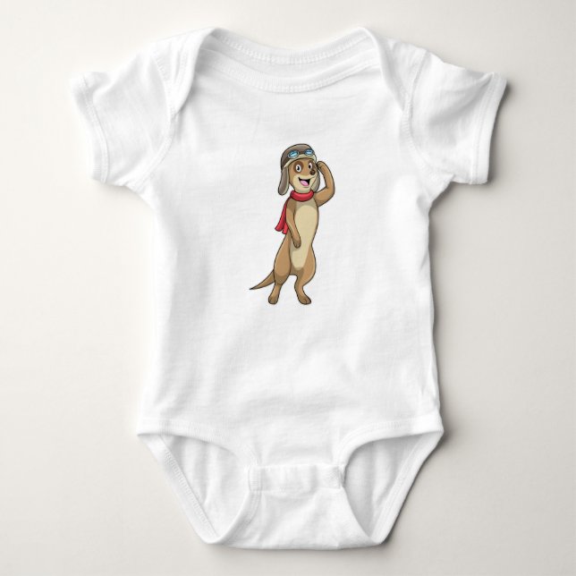 Meerkat som Pilot med Pilot hat T Shirt (Framsida)