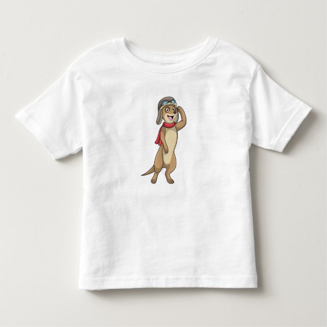 Meerkat som Pilot med Pilot hat T Shirt (Framsida)