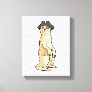 Meerkat som Pirat med Pirat hat Canvastryck