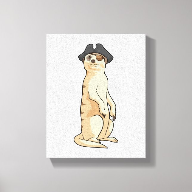 Meerkat som Pirat med Pirat hat Canvastryck (Framsida)