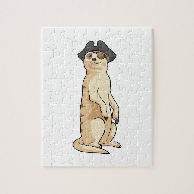 Meerkat som Pirat med Pirat hat Pussel (Vertikal)