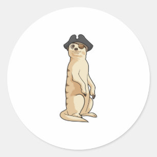 Meerkat som Pirat med Pirat hat Runt Klistermärke