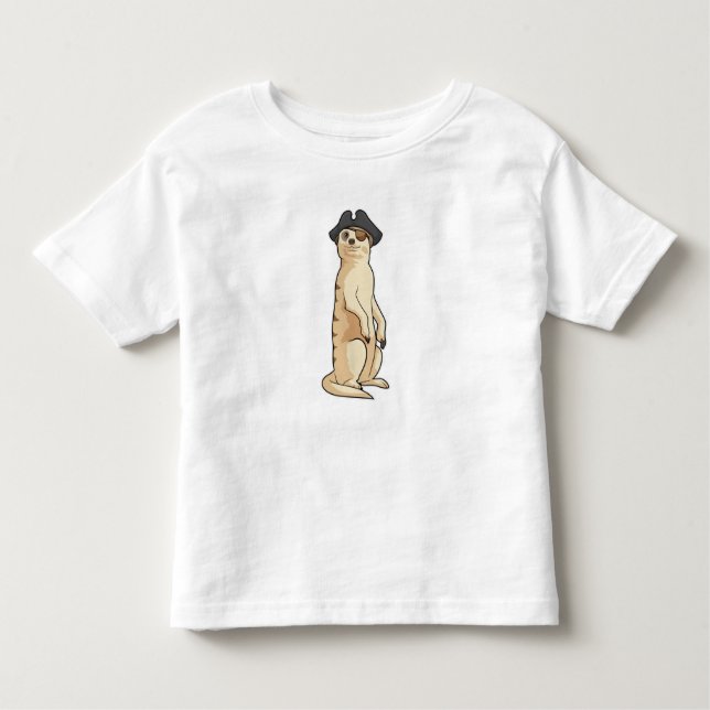 Meerkat som Pirat med Pirat hat T Shirt (Framsida)