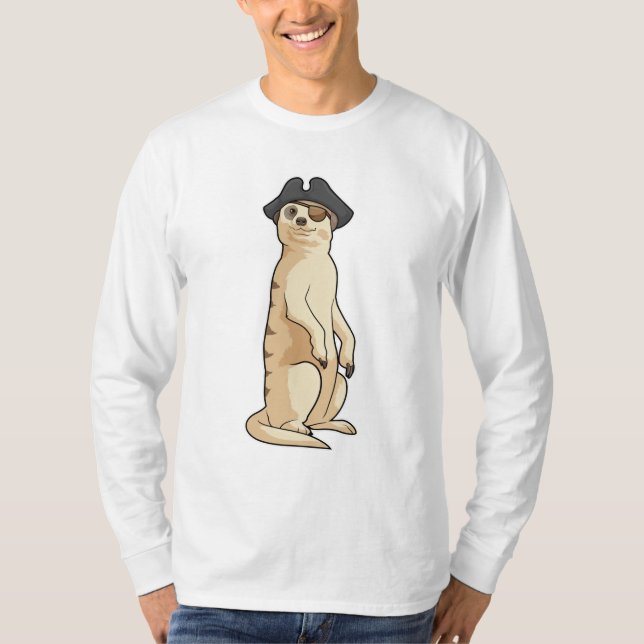 Meerkat som Pirat med Pirat hat T Shirt (Framsida)
