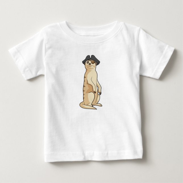 Meerkat som Pirat med Pirat hat T Shirt (Framsida)