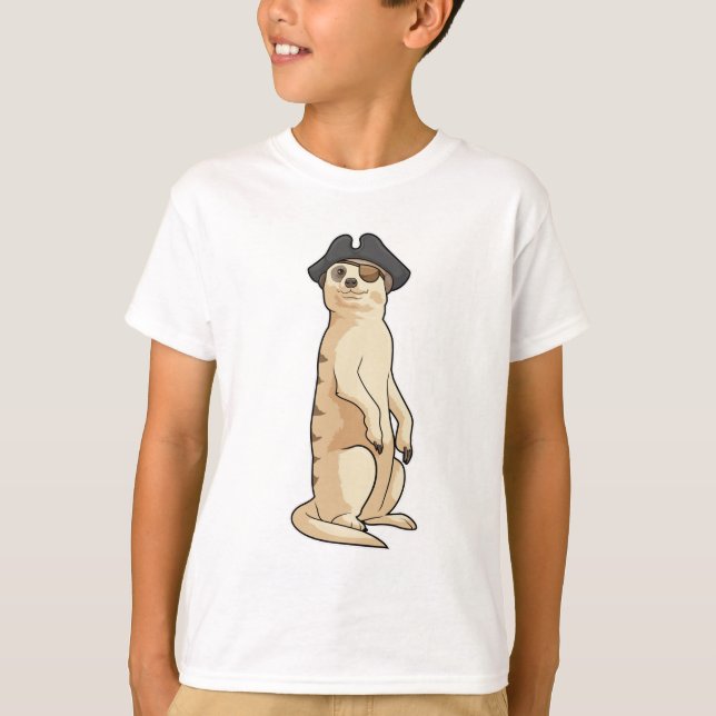 Meerkat som Pirat med Pirat hat T Shirt (Framsida)