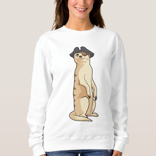 Meerkat som Pirat med Pirat hat T Shirt (Framsida)