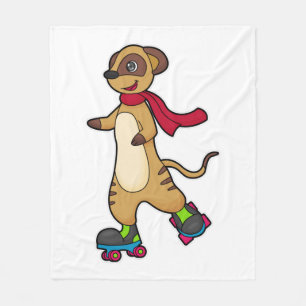Meerkat som Skater med rullskridskor Fleecefilt