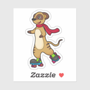 Meerkat som Skater med rullskridskor Klistermärken