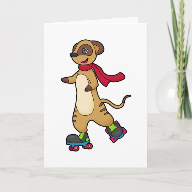 Meerkat som Skater med rullskridskor Kort (Framsida)