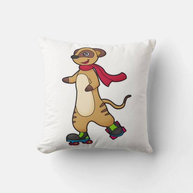 Meerkat som Skater med rullskridskor Kudde (Framsida)
