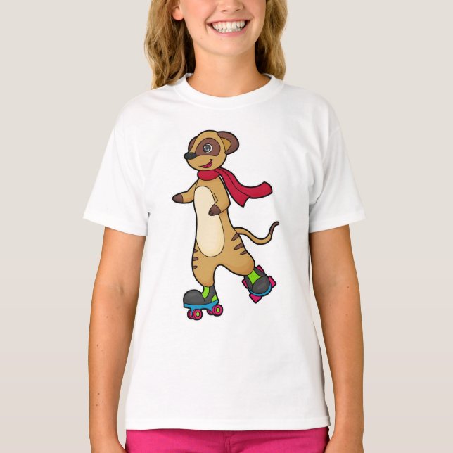 Meerkat som Skater med rullskridskor T Shirt (Framsida)