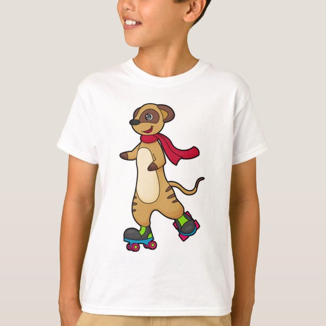Meerkat som Skater med rullskridskor T Shirt (Framsida)
