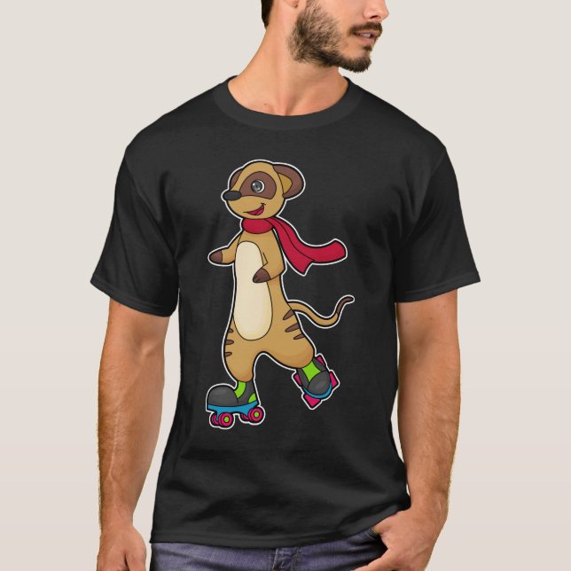 Meerkat som Skater med rullskridskor T Shirt (Framsida)