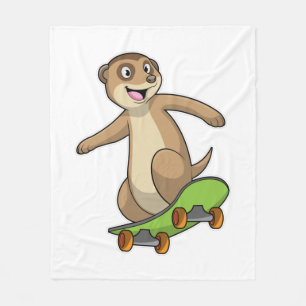 Meerkat som Skater med Skateboard Fleecefilt