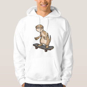 Meerkat som Skater med Skateboard Hoodie