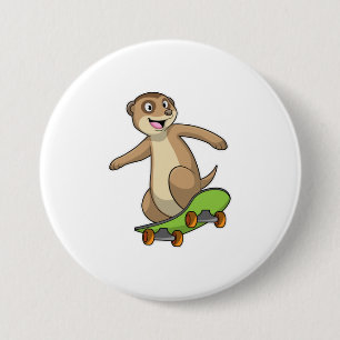 Meerkat som Skater med Skateboard Knapp