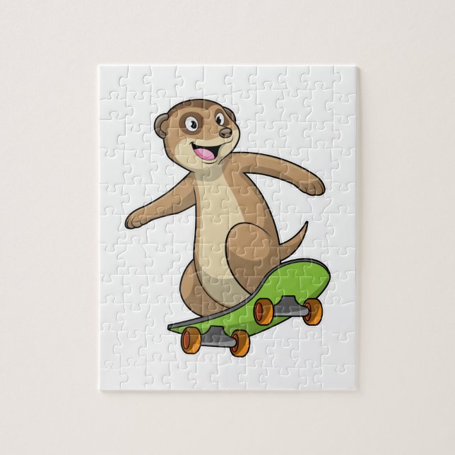 Meerkat som Skater med Skateboard Pussel (Vertikal)