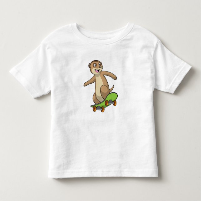 Meerkat som Skater med Skateboard T Shirt (Framsida)