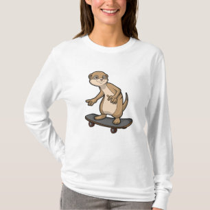 Meerkat som Skater med Skateboard T Shirt