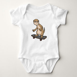 Meerkat som Skater med Skateboard T Shirt