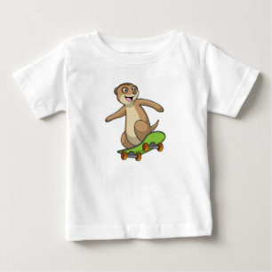 Meerkat som Skater med Skateboard T Shirt