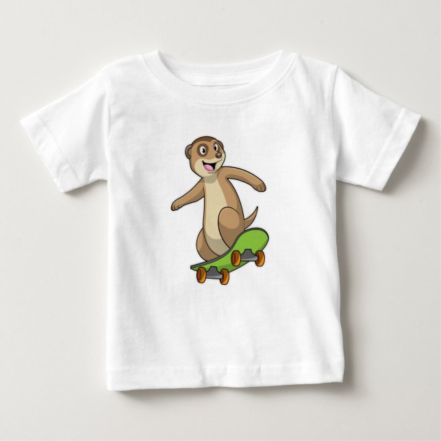 Meerkat som Skater med Skateboard T Shirt (Framsida)