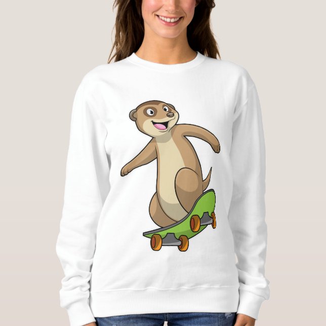 Meerkat som Skater med Skateboard T Shirt (Framsida)