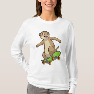 Meerkat som Skater med Skateboard T Shirt