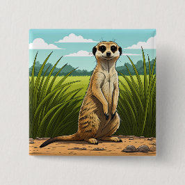 Meerkat standing alert in a field of grass knapp