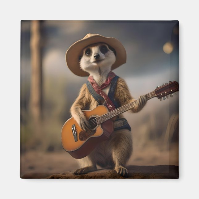 Meerkat Strumming A Land Lullaby Magnet (Framsidan)