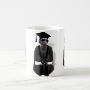 Meerkat Student W/Grått Gown & Black Sash Kaffemugg
