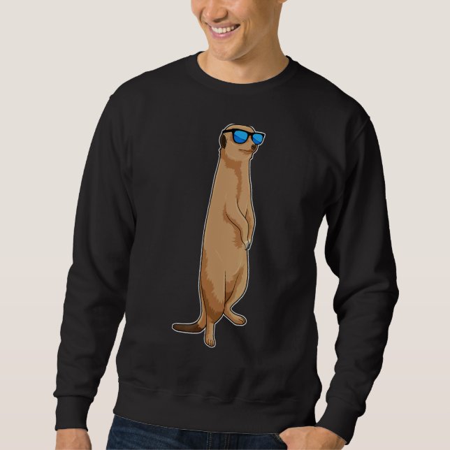 Meerkat Sunglasses Lång Ärmad Tröja (Framsida)