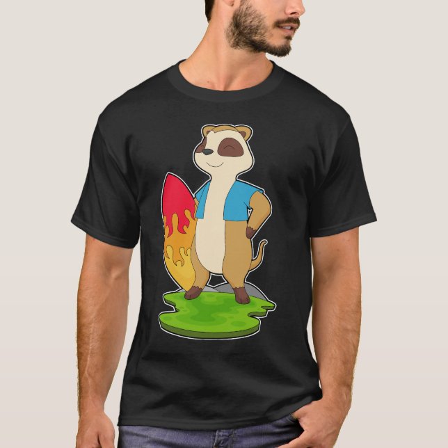 Meerkat Surfer Surfboard T Shirt (Framsida)