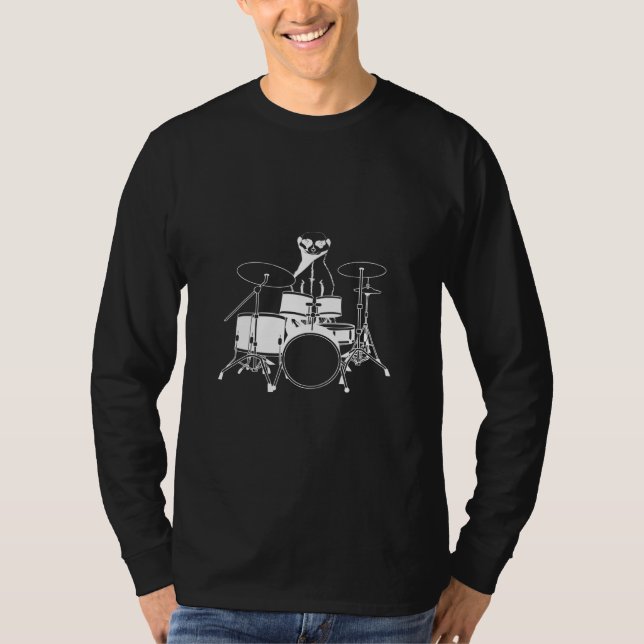 Meerkat Surikate Animal Drums T Shirt (Framsida)