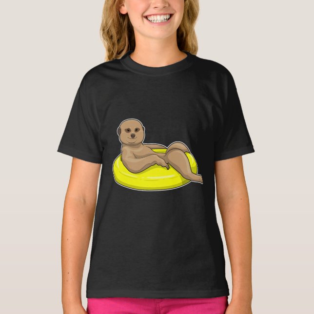 Meerkat Swimming Life buoy T Shirt (Framsida)