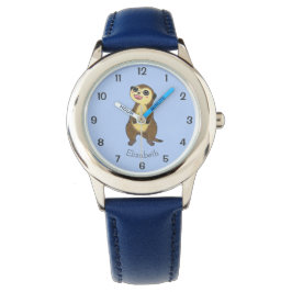Meerkat Tecknad Simple Blue Kids Namn Watch Armbandsur