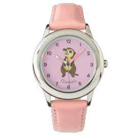Meerkat Tecknad Simple Rosa Kids Namn Watch Armbandsur