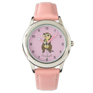 Meerkat Tecknad Simple Rosa Kids Namn Watch Armbandsur