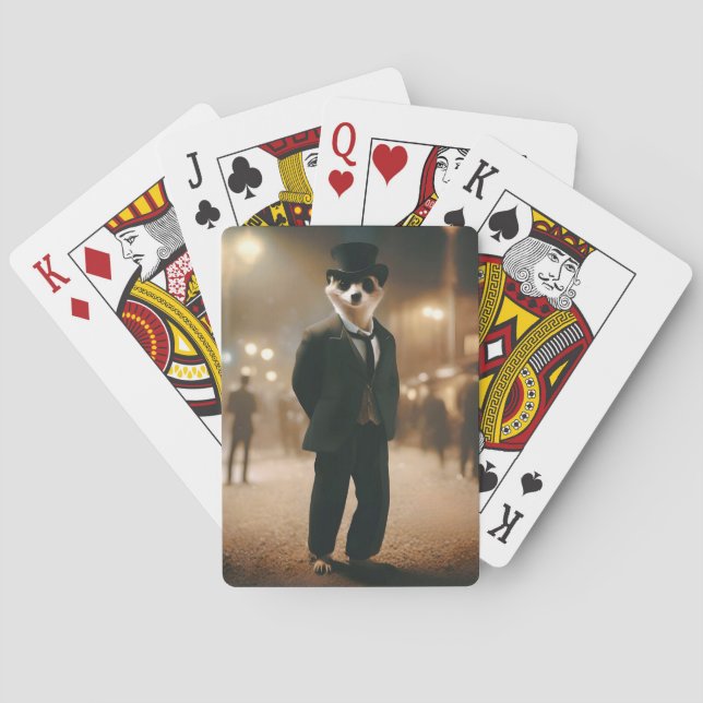 Meerkat tryckt för Black Tie-händelse. Casinokort (Baksidan)