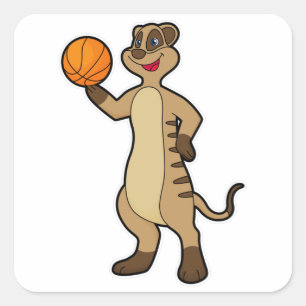 Meerkat vid Basketball Sports Fyrkantigt Klistermärke