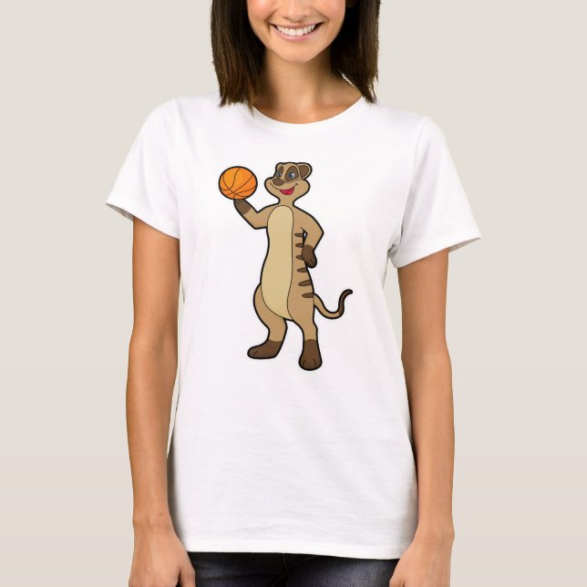Meerkat vid Basketball Sports T Shirt (Framsida)
