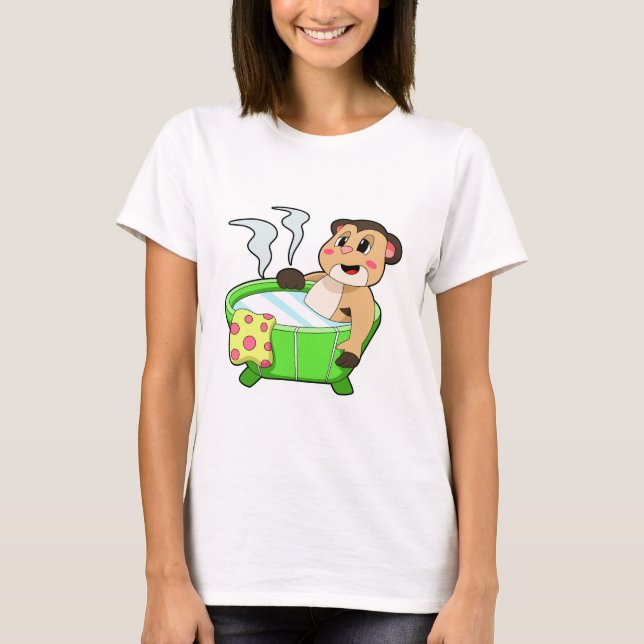 Meerkat vid Bathing i Bathtub T Shirt (Framsida)