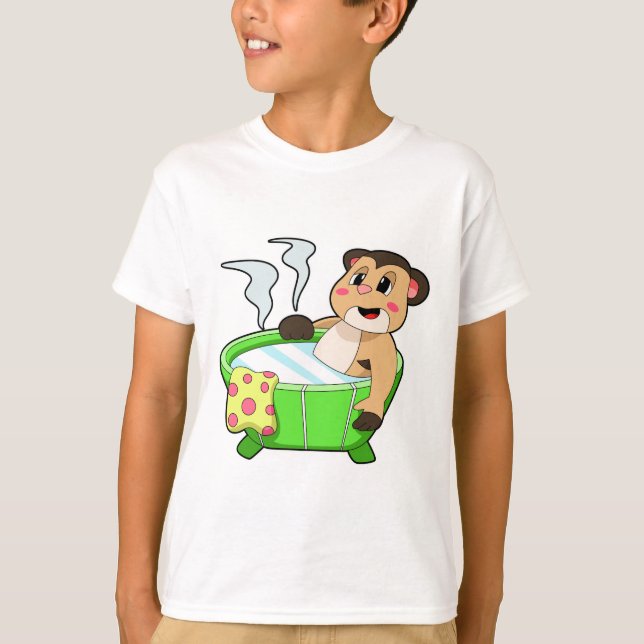Meerkat vid Bathing i Bathtub T Shirt (Framsida)