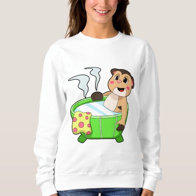 Meerkat vid Bathing i Bathtub T Shirt (Framsida)