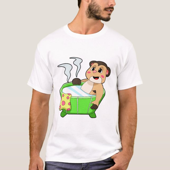 Meerkat vid Bathing i Bathtub T Shirt (Framsida)