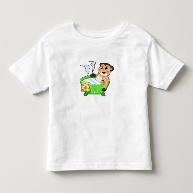 Meerkat vid Bathing i Bathtub T Shirt (Framsida)
